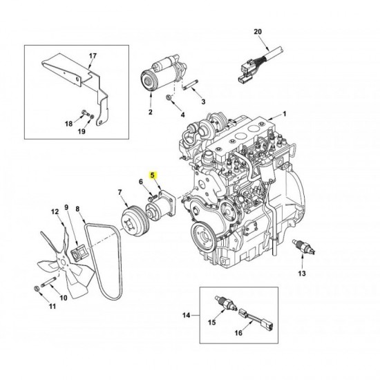 Suport fulie ventilator JCB 3CX cod 02/202962